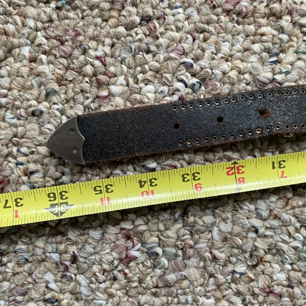 Double Buckle Cowgirl American Eagle Black Leather Belt 38” Long - Picture 8 of 8